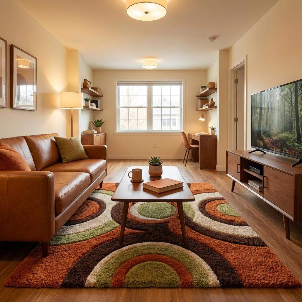 Abstract circle pattern carpet ideal for living room bedroom or creative interior styling __etsy:7902745089