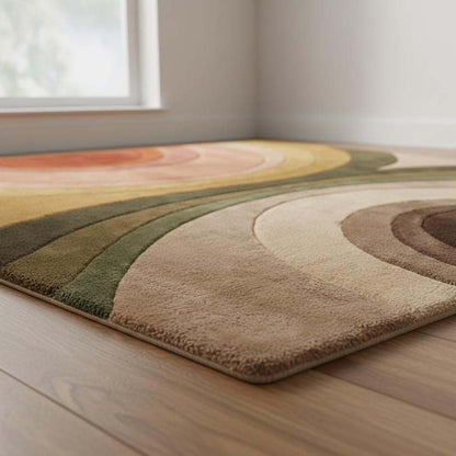Retro Mid Century Abstract Rug, Hand Tufted Modern Area Carpet