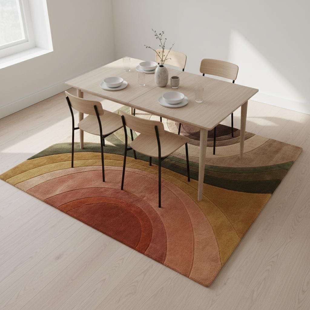 Retro Mid Century Abstract Rug, Hand Tufted Modern Area Carpet