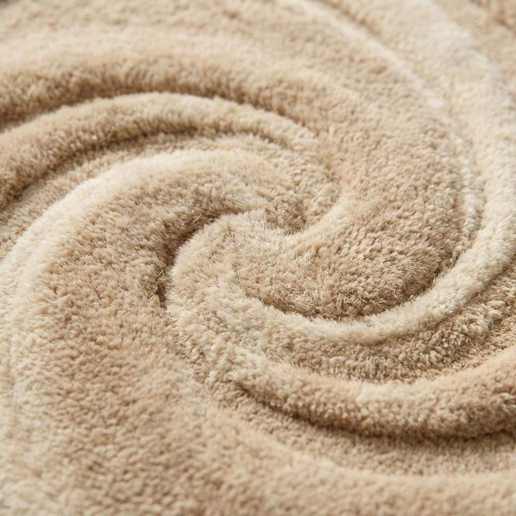 Round Tufted Wool Swirl Rug, Neutral Modern Minimalist Living Room Decor Gift