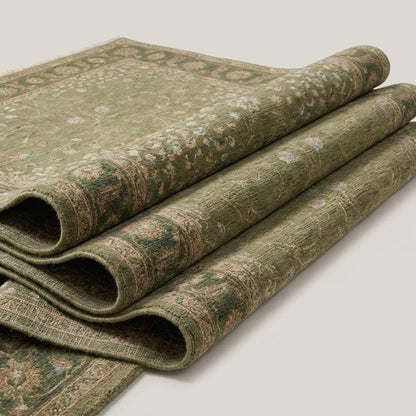 Sage Green Oushak Hand Knotted Wool Area Rug for Living Room