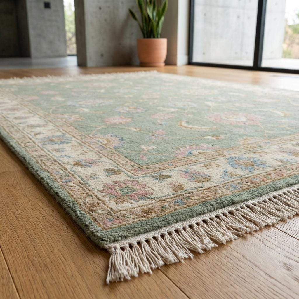 Sage Green Oushak Rug 6x9, 8x10, 9x12 Hand Knotted Floral Wool Vintage Style Area Rug __etsy:7832919937