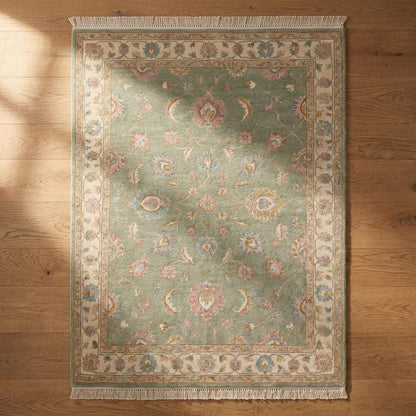 Sage Green Oushak Rug 6x9, 8x10, 9x12 Hand Knotted Floral Wool Vintage Style Area Rug __etsy:7832919981