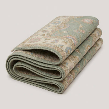 Sage Green Oushak Rug 6x9, 8x10, 9x12 Hand Knotted Floral Wool Vintage Style Area Rug __etsy:7784991284