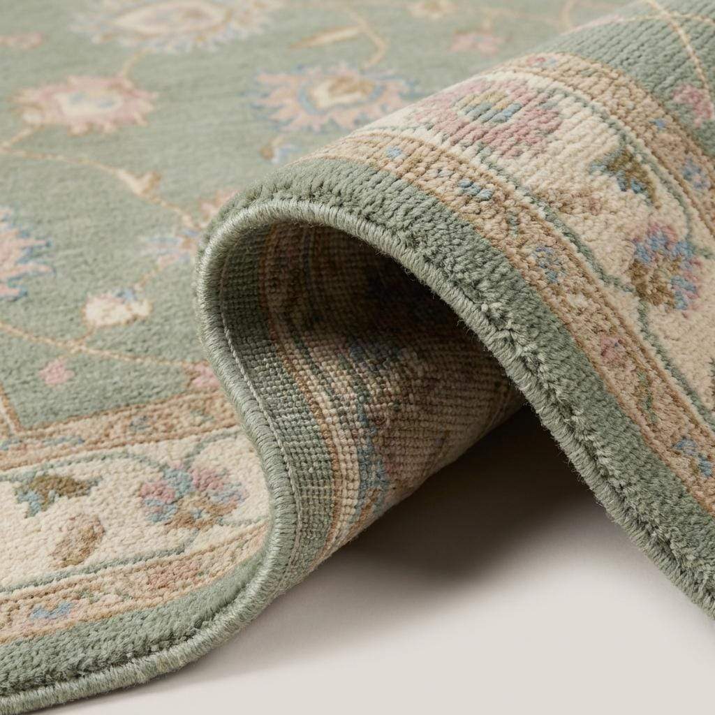 Sage Green Oushak Rug 6x9, 8x10, 9x12 Hand Knotted Floral Wool Vintage Style Area Rug __etsy:7784991296