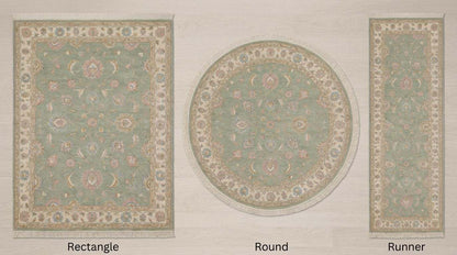 Sage Green Oushak Rug 6x9, 8x10, 9x12 Hand Knotted Floral Wool Vintage Style Area Rug __etsy:7832919913