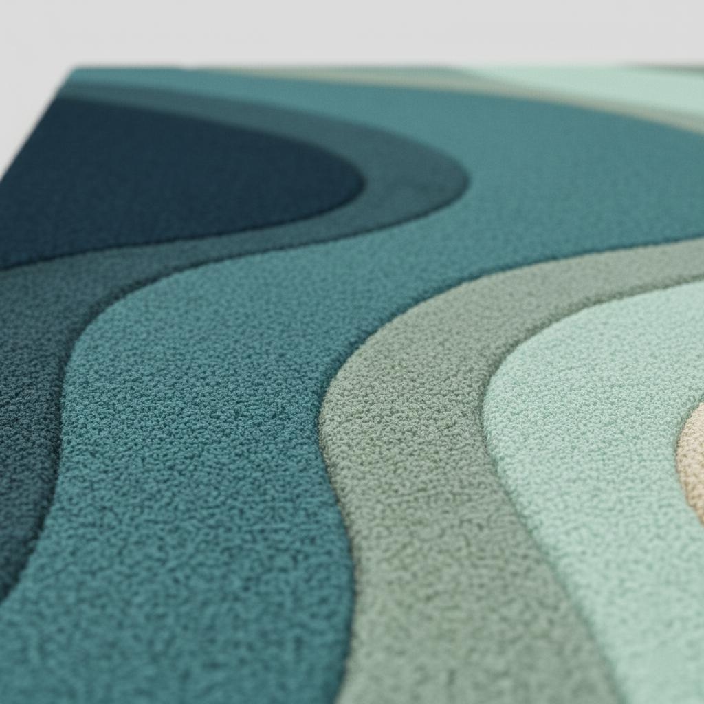 Teal Wavy Area Rug – Modern Coastal Sculpted Tuft Design Teppich