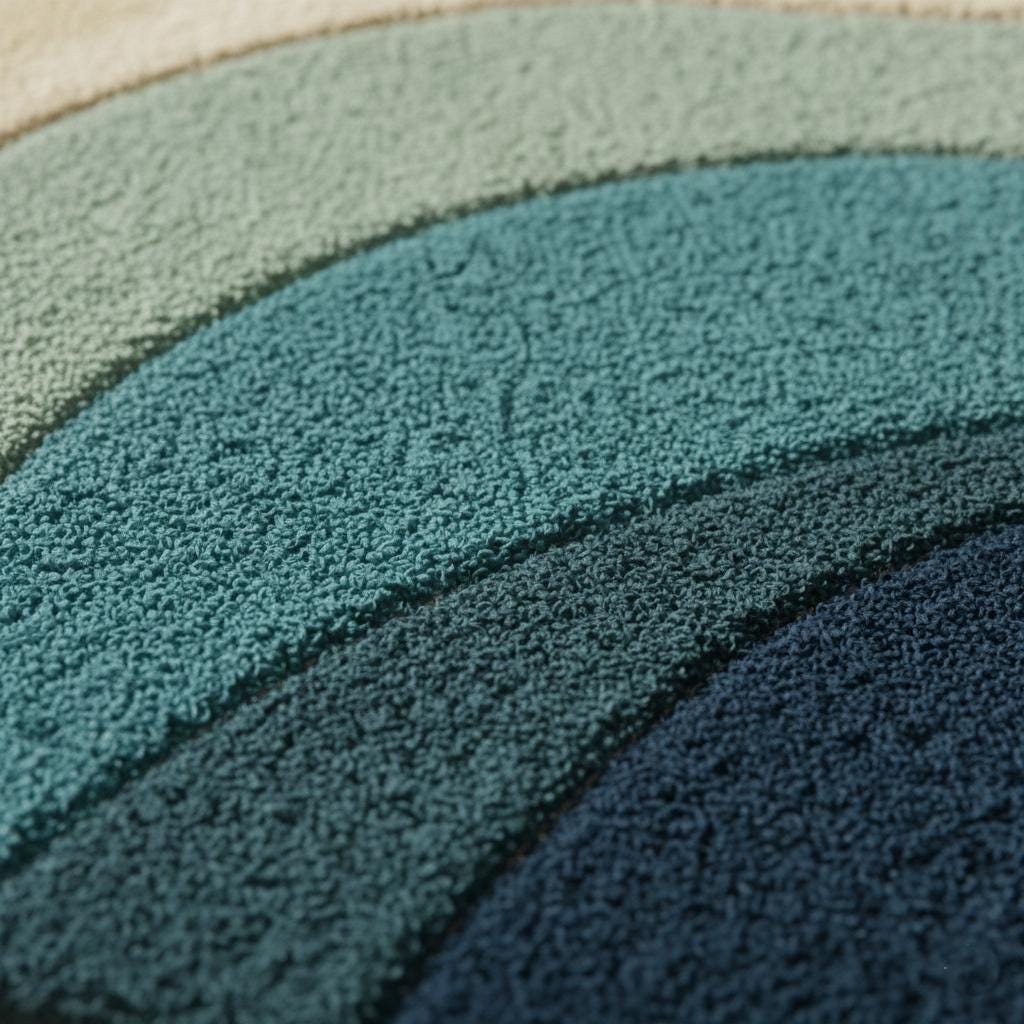 Teal Wavy Area Rug – Modern Coastal Sculpted Tuft Design Teppich