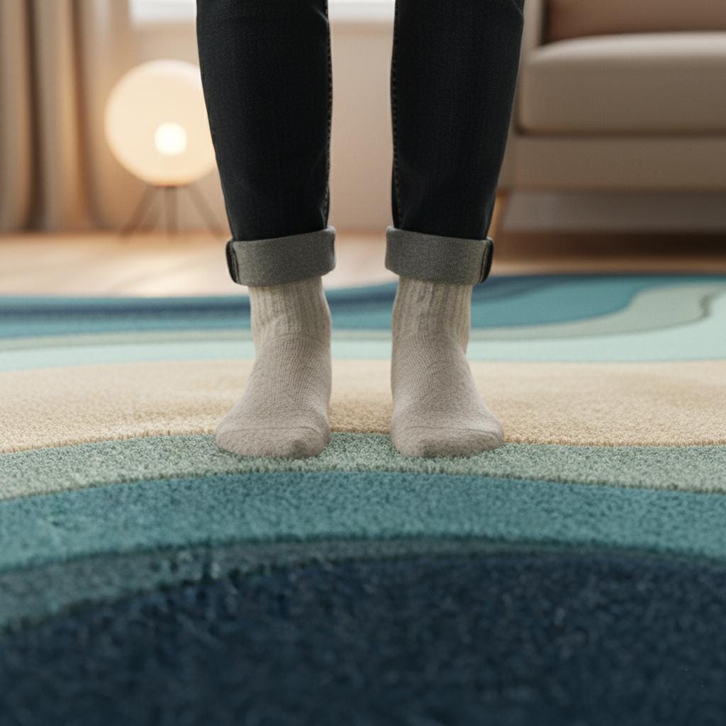 Teal Wavy Area Rug – Modern Coastal Sculpted Tuft Design Teppich