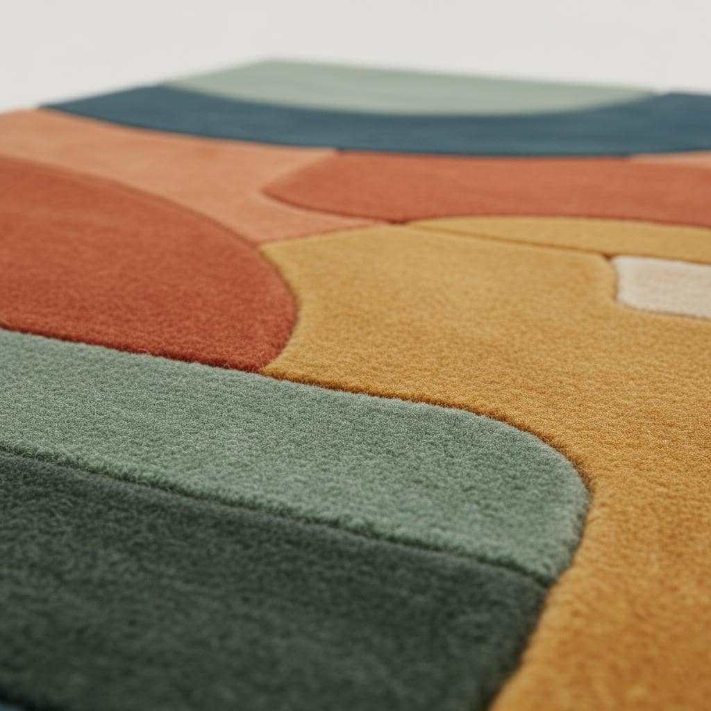 Terracotta Abstract Area Rug: Hand Tufted Modern Retro Design