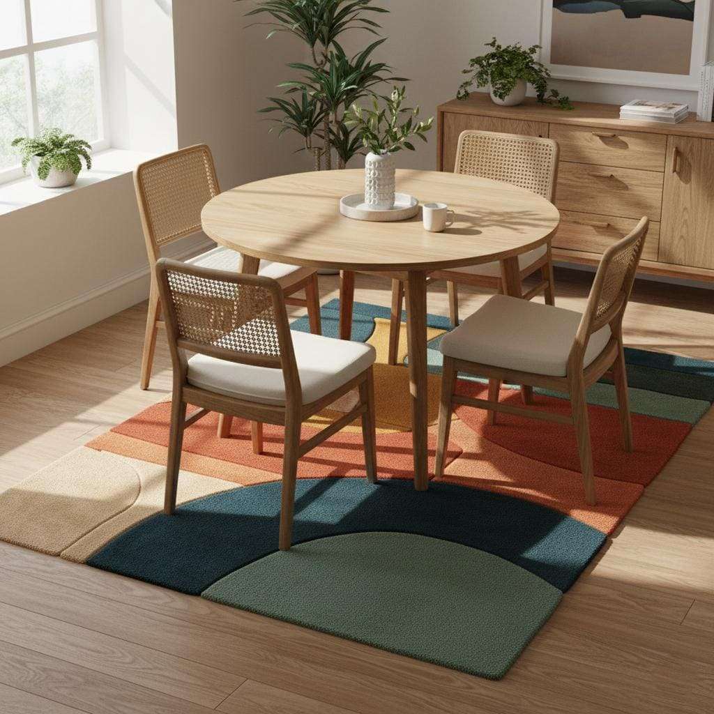 Terracotta Abstract Area Rug: Hand Tufted Modern Retro Design