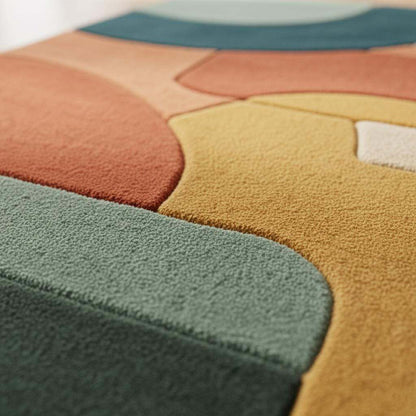 Terracotta Abstract Area Rug: Hand Tufted Modern Retro Design