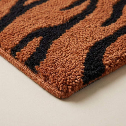 Tiger Print Hand Tufted Runner Rug, Orange Black Animal Pattern Hallway Carpet, Modern Statement Rug for Entryway Decor __etsy:7851943527