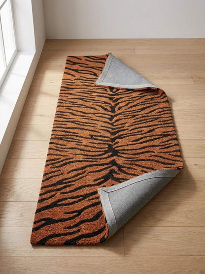 Tiger Print Hand Tufted Runner Rug, Orange Black Animal Pattern Hallway Carpet, Modern Statement Rug for Entryway Decor __etsy:7803998766