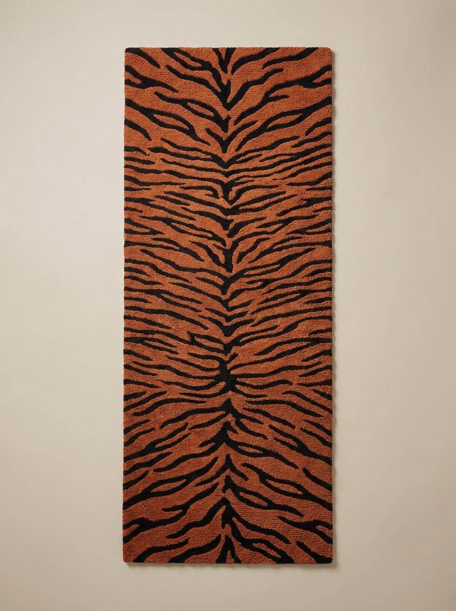 Modern tiger stripe hallway runner rug with bold animal pattern adding dramatic style to contemporary interior __etsy:7803998716