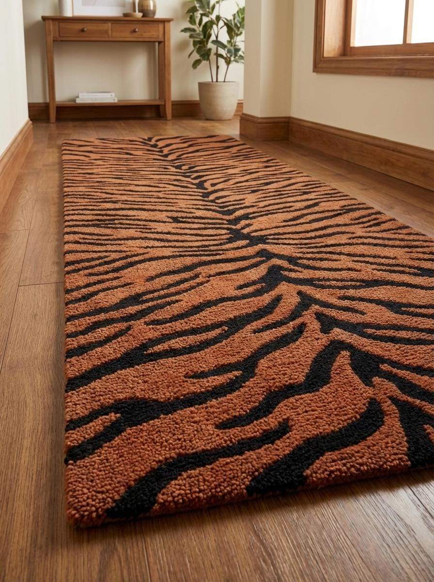 Contemporary animal print runner carpet designed for hallway entryway or narrow living space decor __etsy:7851943489