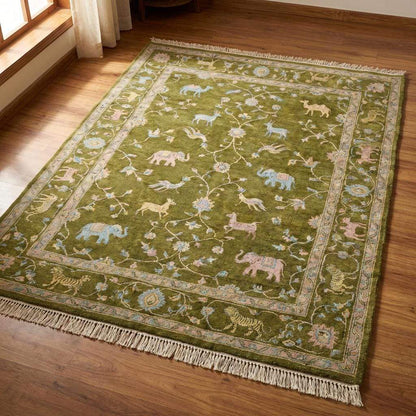Persian style Tree of Life rug with botanical and animal storytelling design