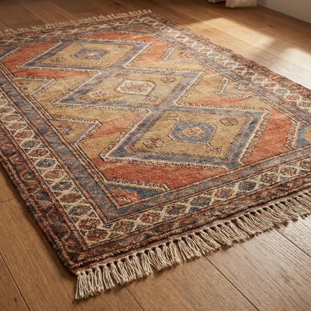 Tribal Geometric Hand Knotted Wool Area Rug