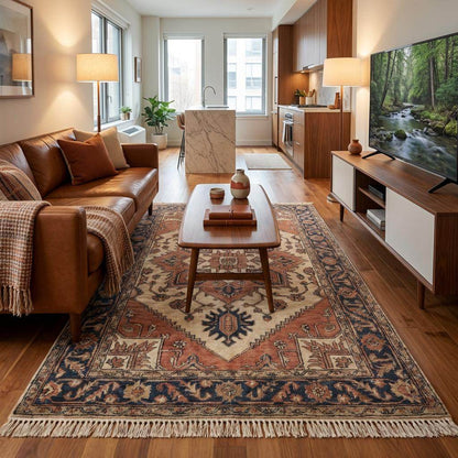 Tribal Oushak Hand Knotted Wool Area Rug Geometric Medallion