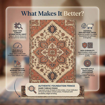 Tribal Oushak Hand Knotted Wool Area Rug Geometric Medallion