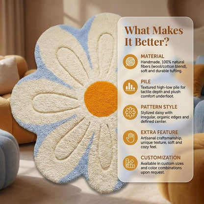 Tufted Daisy Flower Rug, Plush Nursery Decor