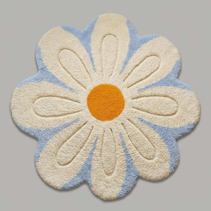 Cute kawaii flower rug, soft tufted shag carpet for nursery, kids room, and aesthetic home decor