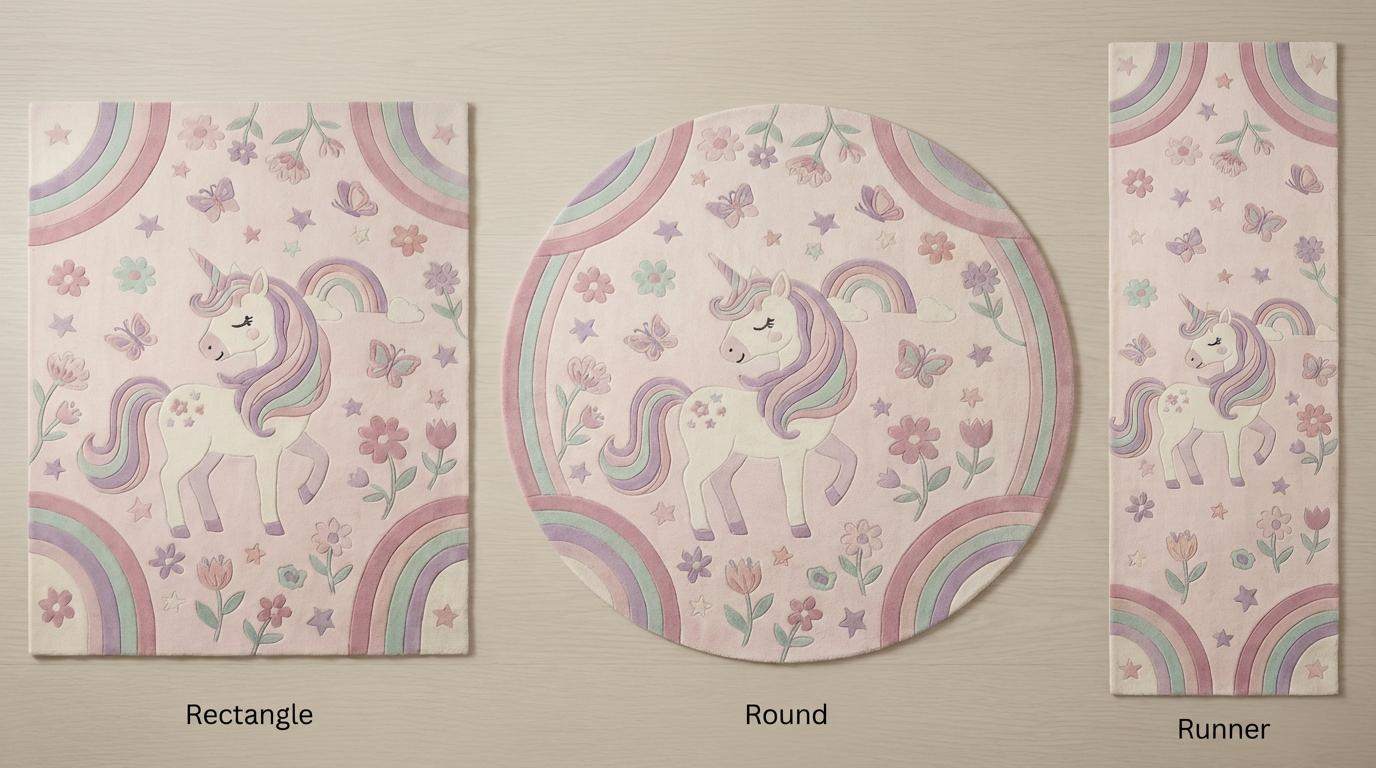 Unicorn Nursery Rug Pastel Rainbow Kids Room Rug Soft Playroom Carpet Floral Girls Bedroom Decor Baby Room Area Rug
