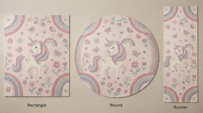 Unicorn Nursery Rug Pastel Rainbow Kids Room Rug Soft Playroom Carpet Floral Girls Bedroom Decor Baby Room Area Rug