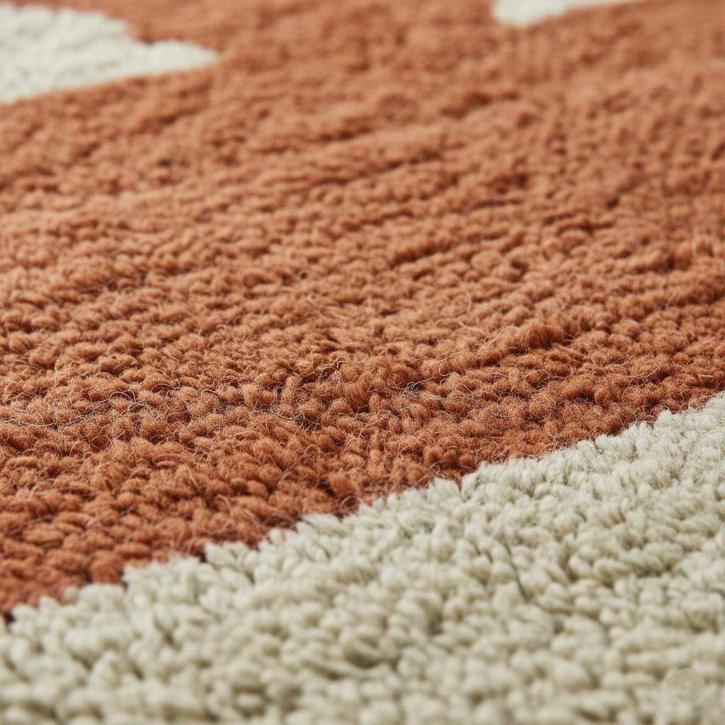 Vintage Berber Wool Rug – Terracotta Rust Cream Geometric Triangle Design