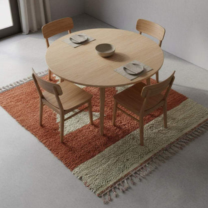 Vintage Berber Wool Rug – Terracotta Rust Cream Geometric Triangle Design