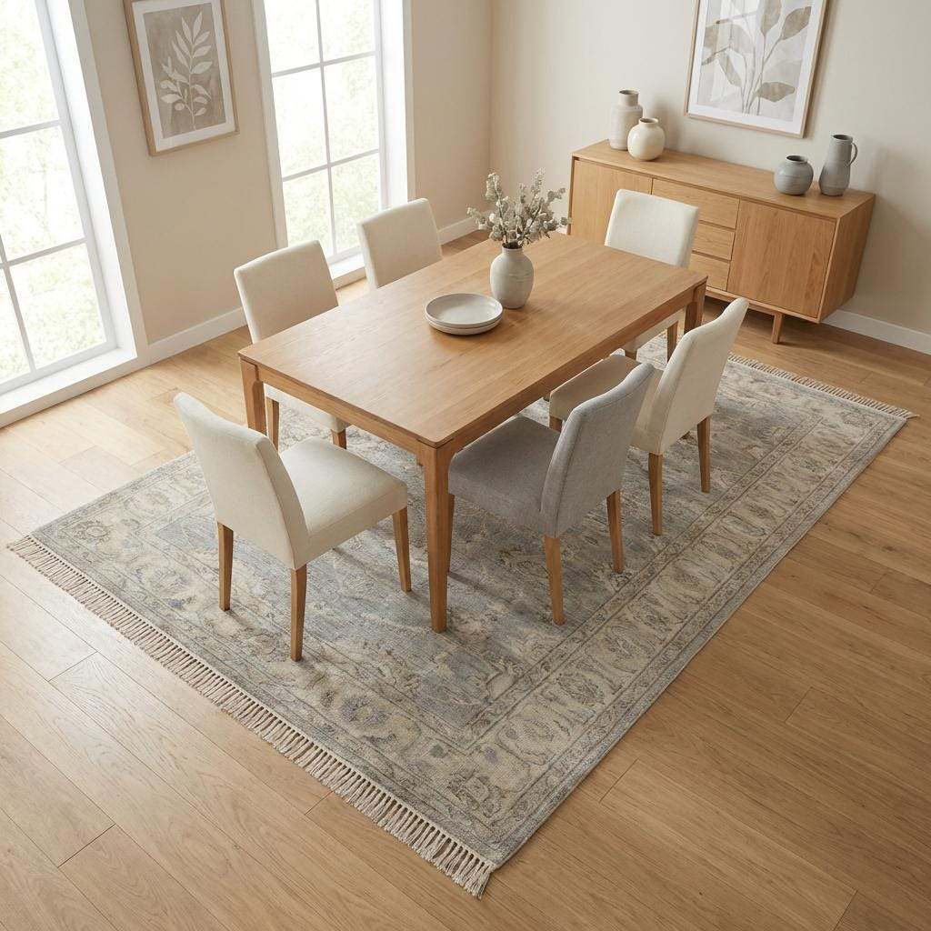 Vintage floral bordered hand-knotted runner rug in neutral gray with floral medallion pattern and fringe edges