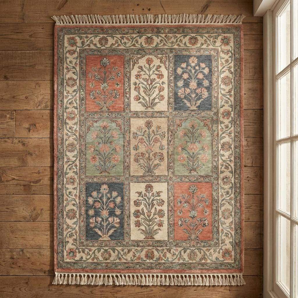 Rectangular hand knotted wool rug for living room cottage decor interior __etsy:7638750306