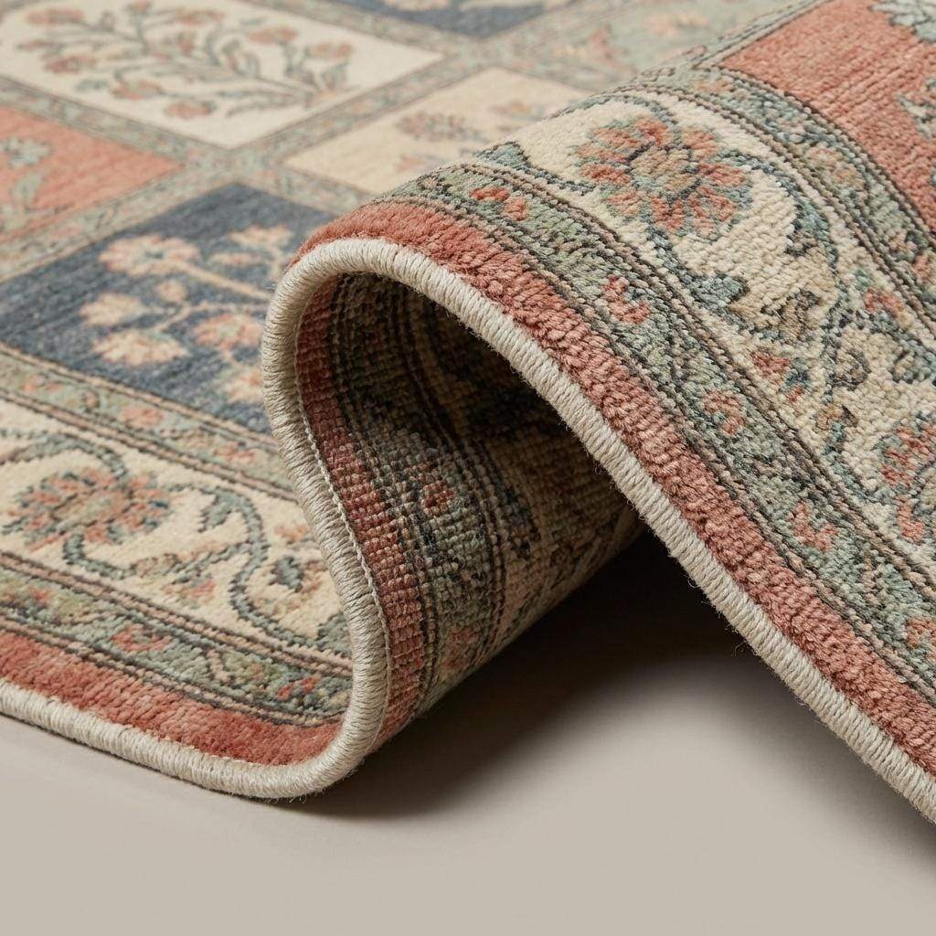 Vintage Floral Patchwork Hand Knotted Wool Area Rug __etsy:7686691923