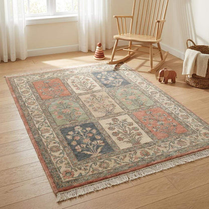 Vintage Floral Patchwork Hand Knotted Wool Area Rug __etsy:7638750298