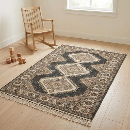 Vintage Tribal Hand Knotted Wool Area Rug for Rustic Interiors