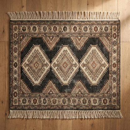 Vintage Tribal Hand Knotted Wool Area Rug for Rustic Interiors