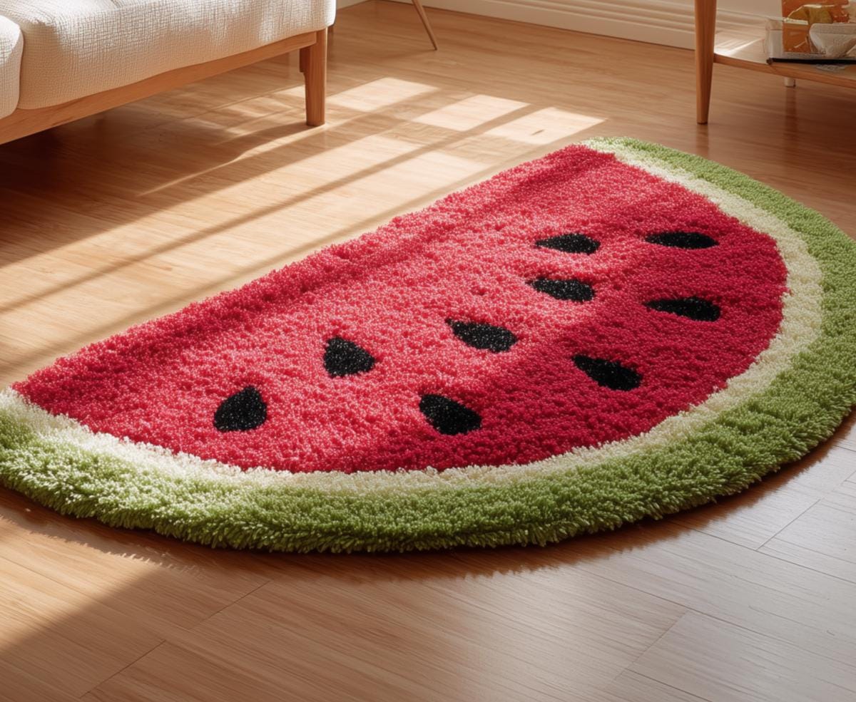 Watermelon Slice Tufted Rug: Playful Kids Room Carpet