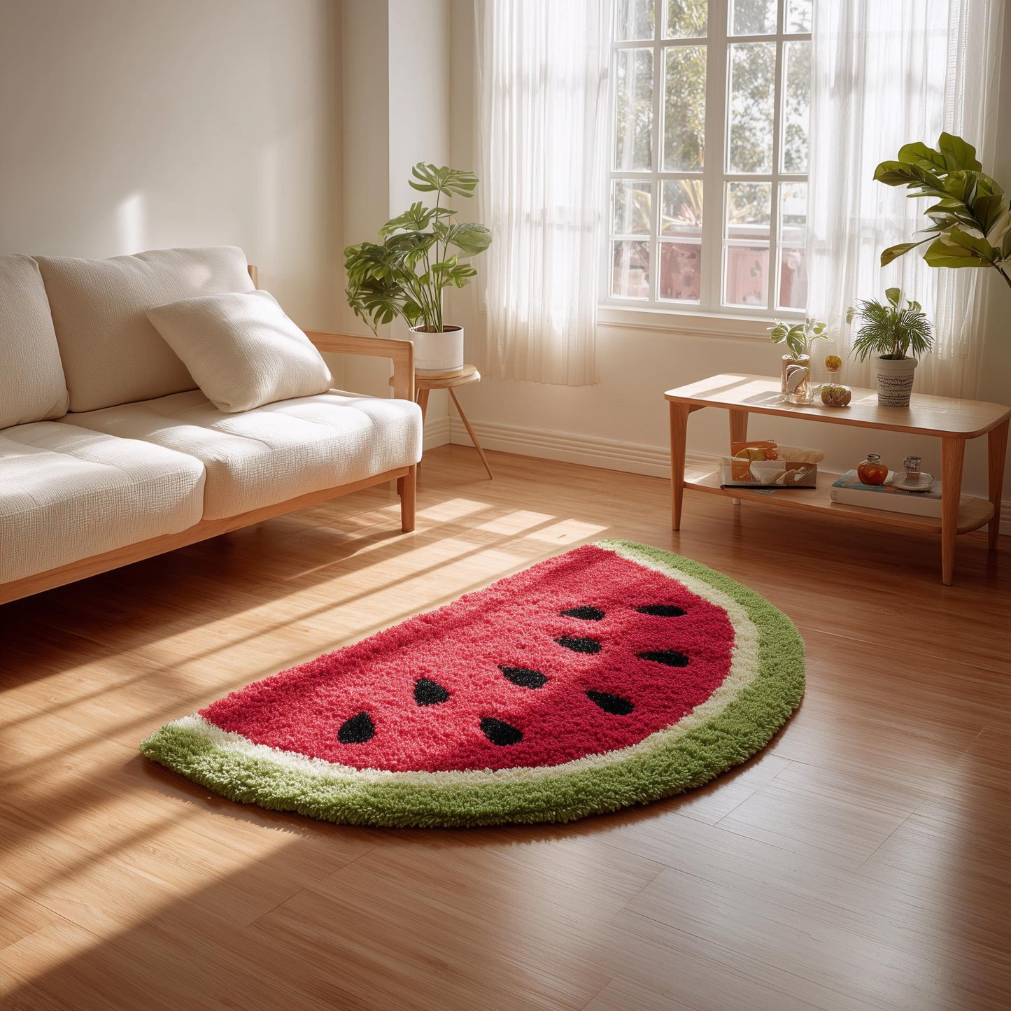 Watermelon Slice Tufted Rug: Playful Kids Room Carpet