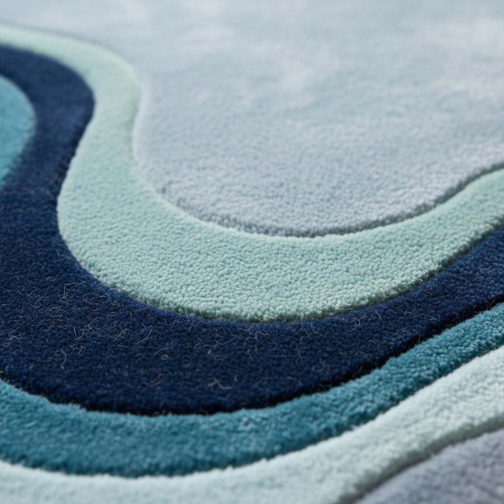 Wavy Abstract Rug • Irregular Shape, Modern Blue Accent Carpet