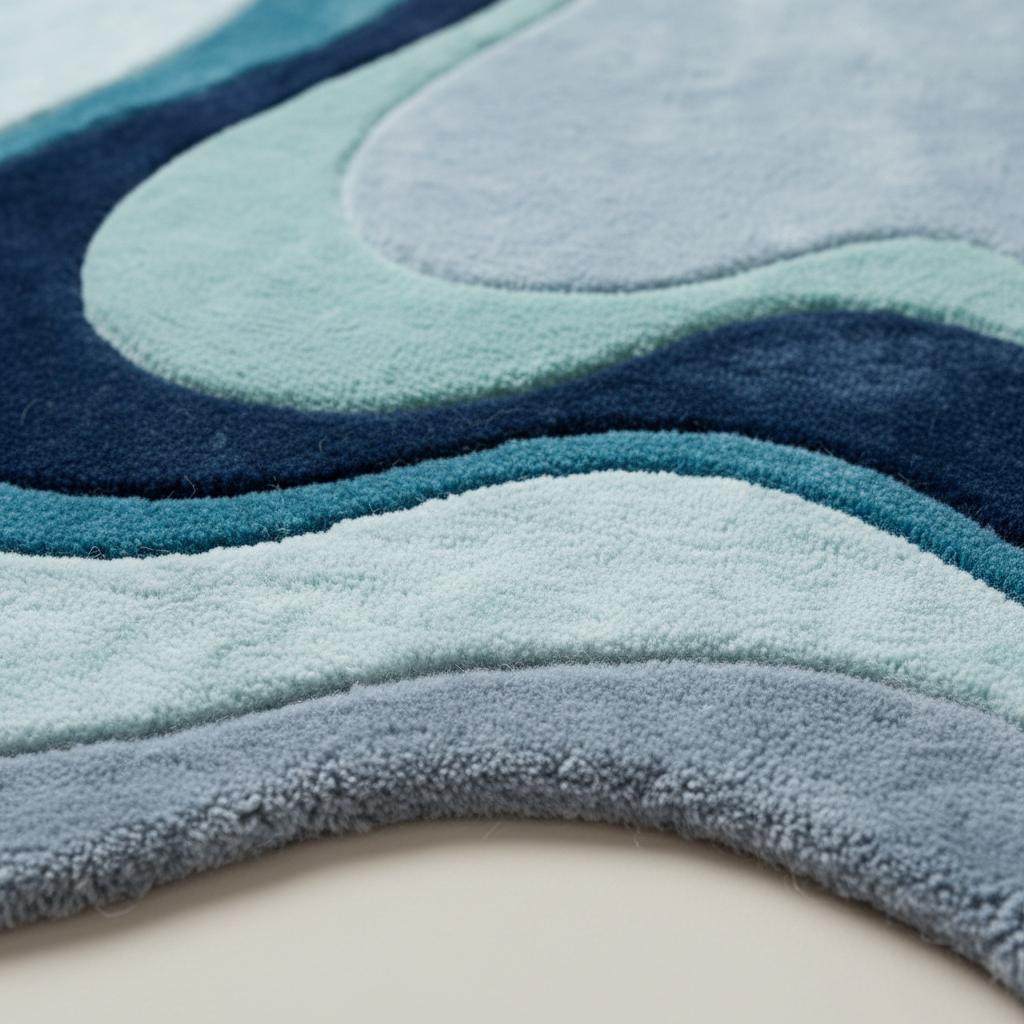 Wavy Abstract Rug • Irregular Shape, Modern Blue Accent Carpet