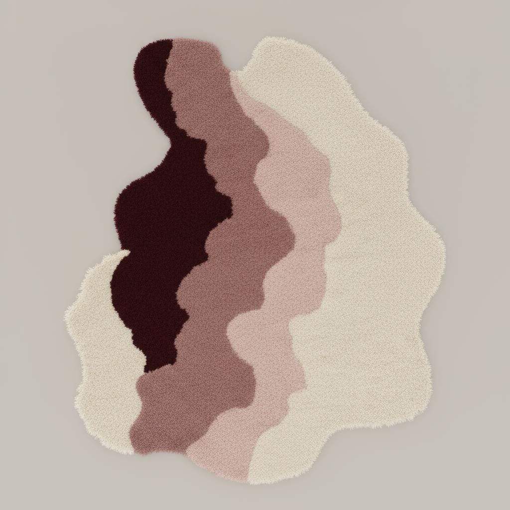 Wavy Abstract Shag Rug: Cream, Blush, Mauve, and Burgundy Accent Teppich __etsy:7277872265