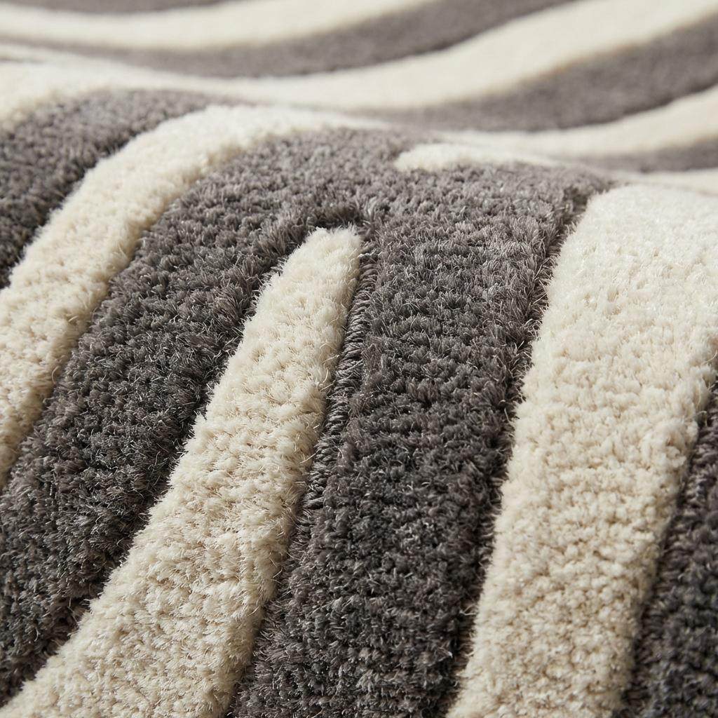 Zebra Print Hand Tufted Wool Rug, Modern Ivory Charcoal Area Rug for Living Room Bedroom, Bold Animal Pattern Floor Carpet