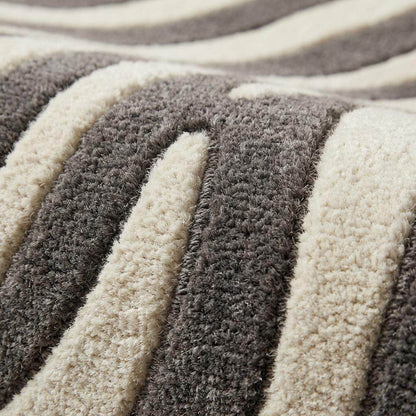 Zebra Print Hand Tufted Wool Rug, Modern Ivory Charcoal Area Rug for Living Room Bedroom, Bold Animal Pattern Floor Carpet