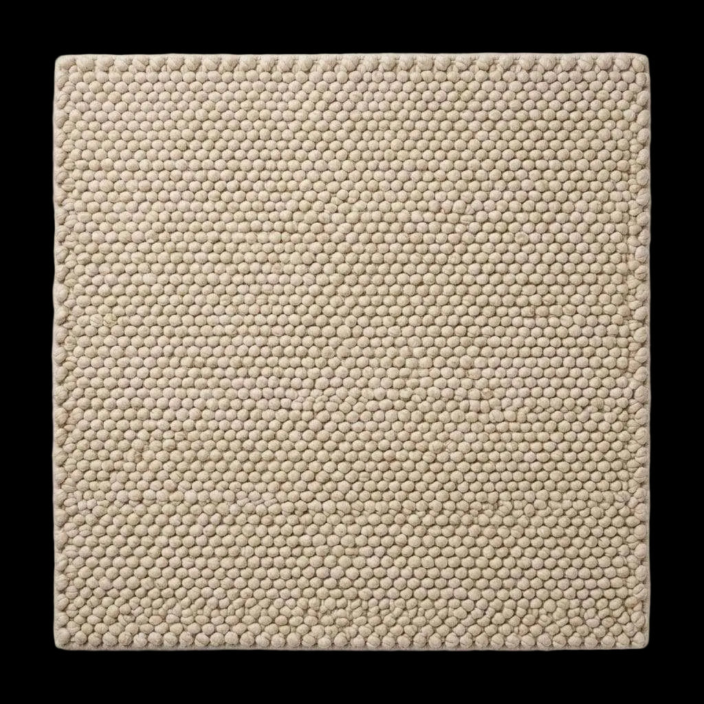 Handwoven chunky wool pebble rug in ivory with textured pebble weave for modern minimalist decor