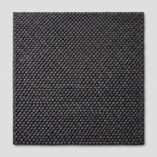 Chunky Wool Rug, Handwoven Pebble Texture Area Rug, Charcoal Gray Carpet, Modern Minimalist Scandinavian Decor, Thick Cozy Living Room Floor Rug
