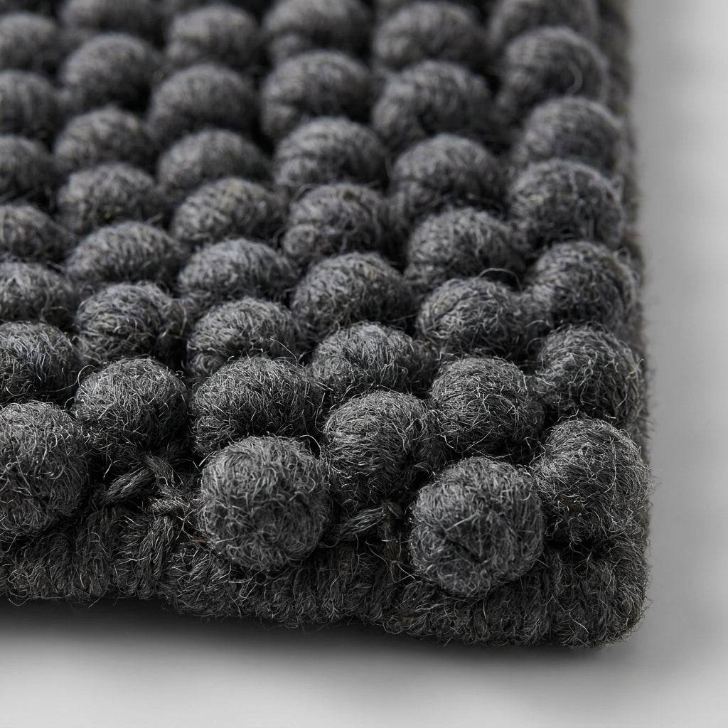 Chunky Wool Rug, Handwoven Pebble Texture Area Rug, Charcoal Gray Carpet, Modern Minimalist Scandinavian Decor, Thick Cozy Living Room Floor Rug