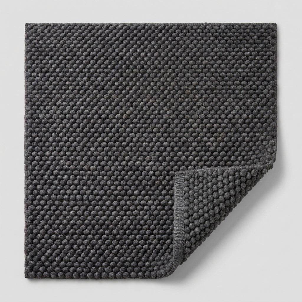 Chunky Wool Rug, Handwoven Pebble Texture Area Rug, Charcoal Gray Carpet, Modern Minimalist Scandinavian Decor, Thick Cozy Living Room Floor Rug