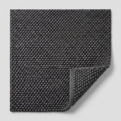 Chunky Wool Rug, Handwoven Pebble Texture Area Rug, Charcoal Gray Carpet, Modern Minimalist Scandinavian Decor, Thick Cozy Living Room Floor Rug