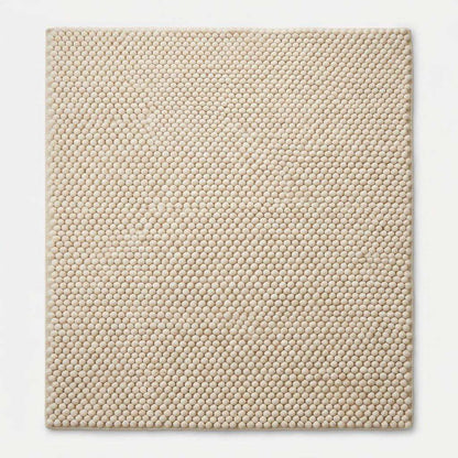Chunky Wool Rug, Handwoven Felt Ball Pebble Area Rug, Ivory White Carpet, Modern Scandinavian Japandi Decor, Thick Cozy Living Room Floor Rug