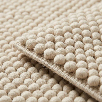 Chunky Wool Rug, Handwoven Felt Ball Pebble Area Rug, Ivory White Carpet, Modern Scandinavian Japandi Decor, Thick Cozy Living Room Floor Rug